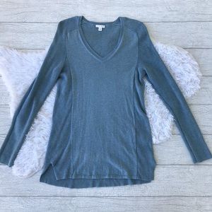 J. Jill Blue V Neck Tunic Sweater sz Extra Small